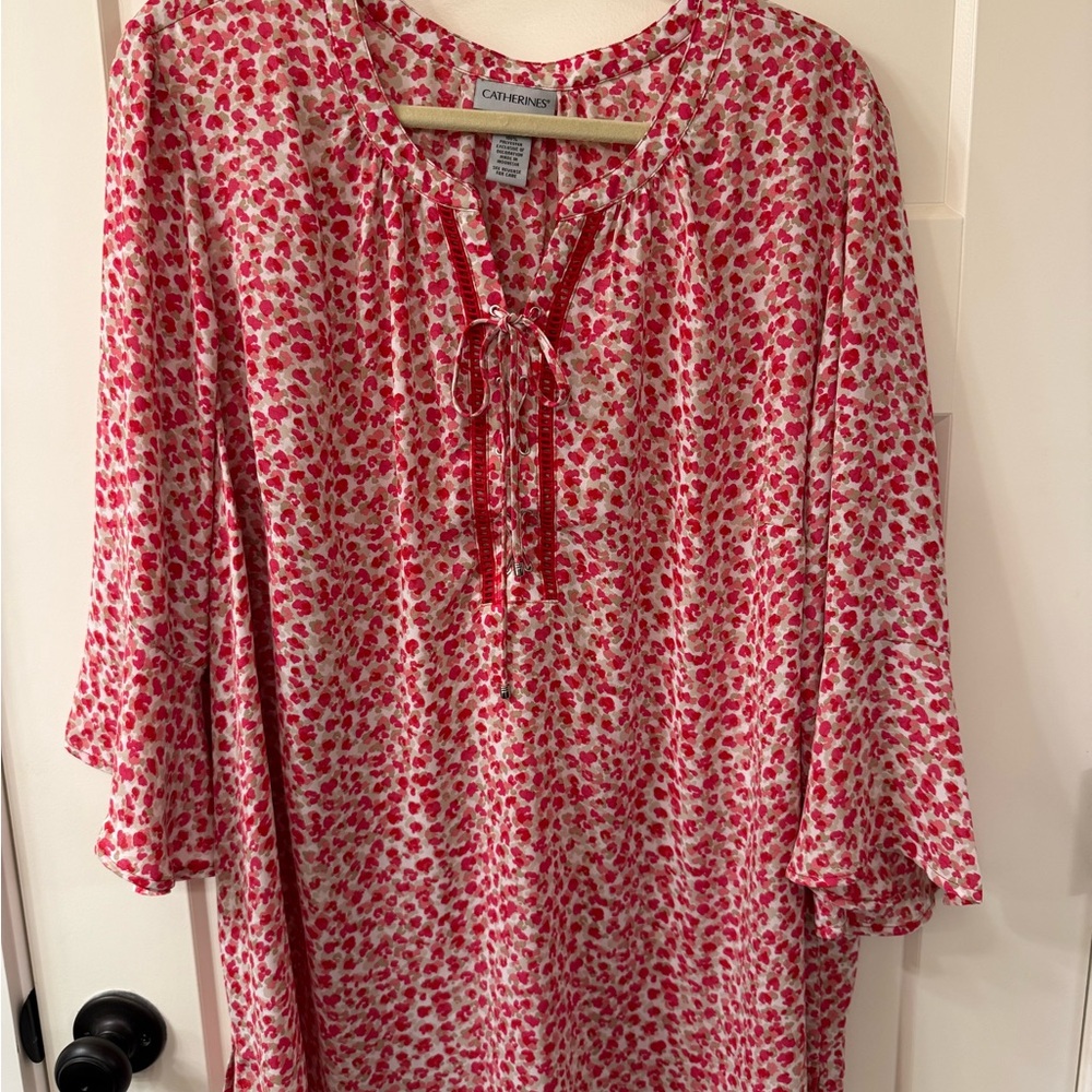 Catherines Pink and White Patterned Blouse